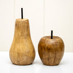 Set Of 2 Mango Wood Apple & Pear Ornaments