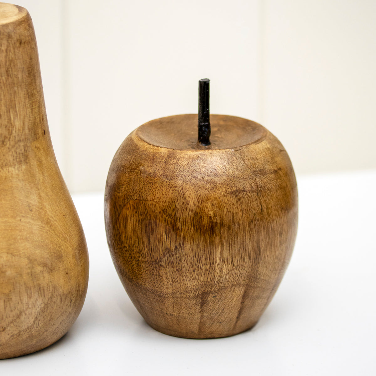 Set Of 2 Mango Wood Apple & Pear Ornaments