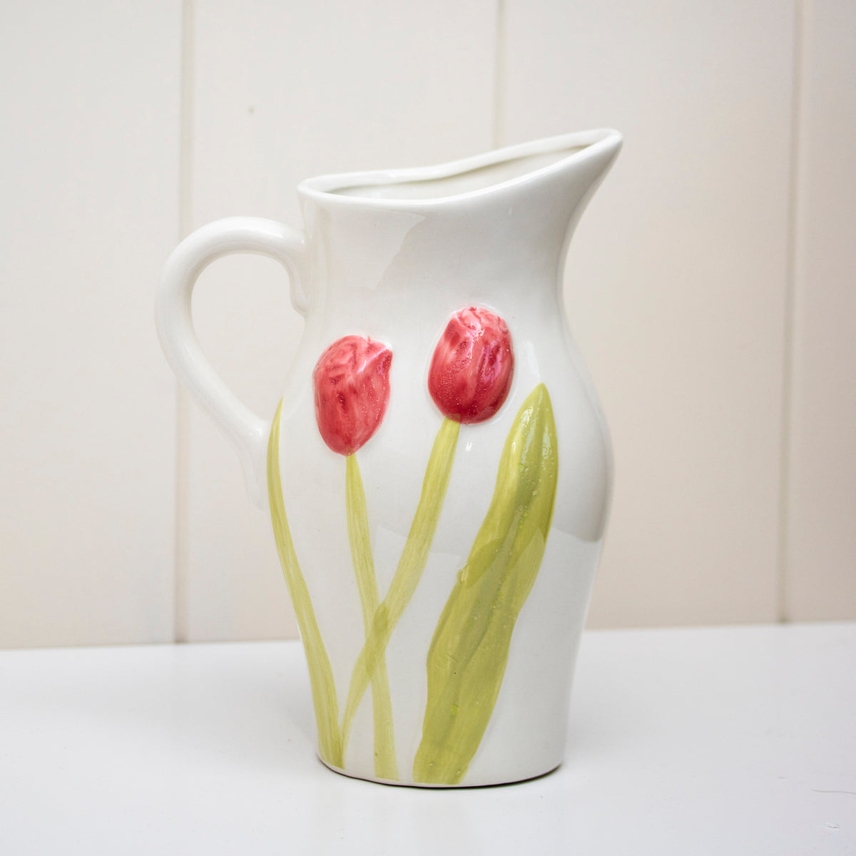 White Ceramic Tulip Flower Jug Vase