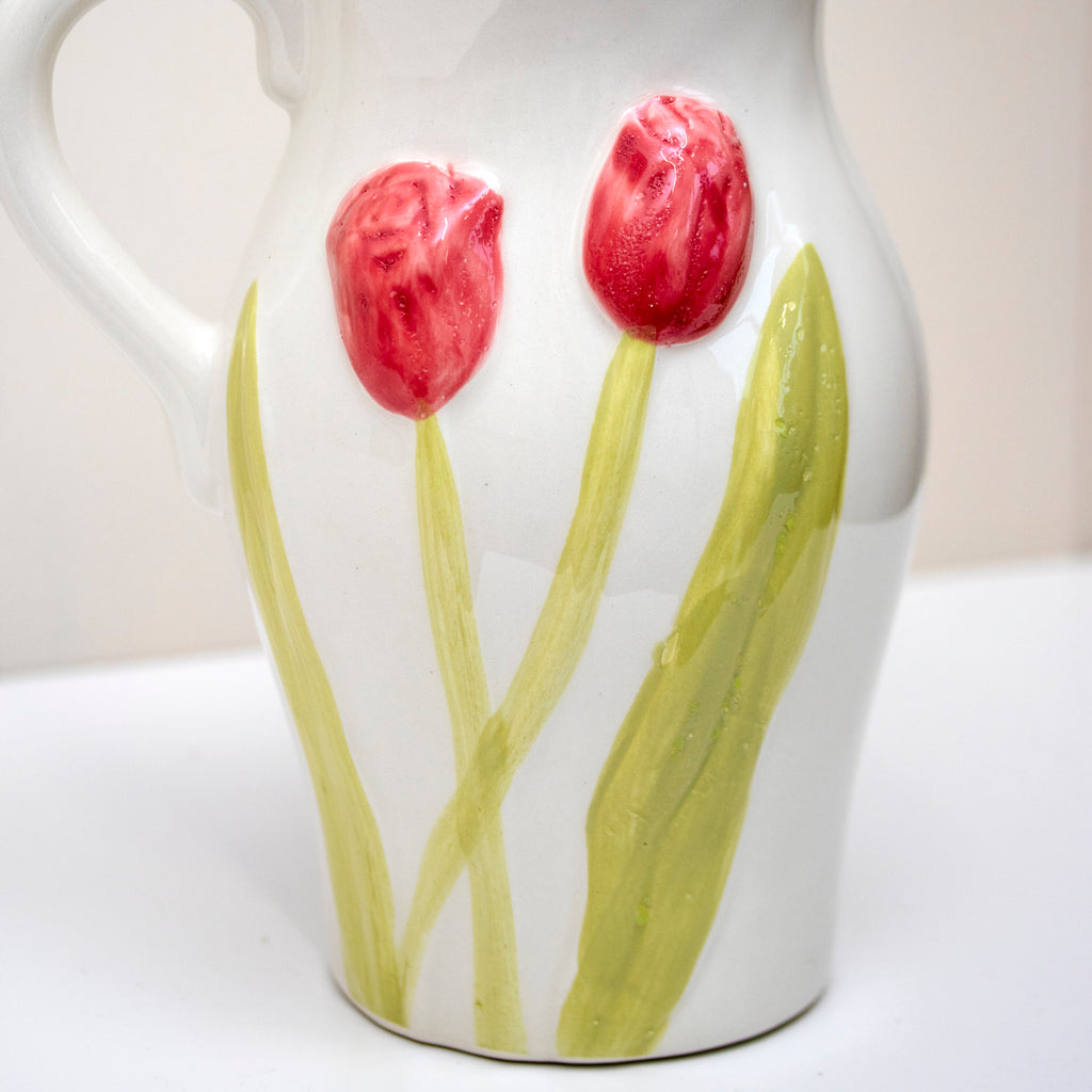 White Ceramic Tulip Flower Jug Vase