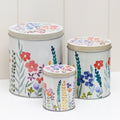 Set of 3 Round Floral Nesting Storage Tins