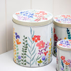 Set of 3 Round Floral Nesting Storage Tins