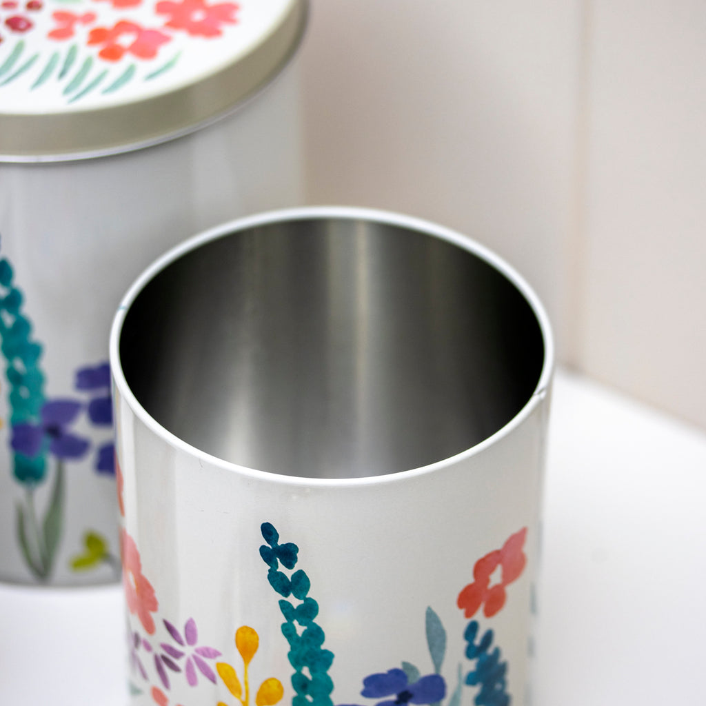 Set of 3 Round Floral Nesting Storage Tins