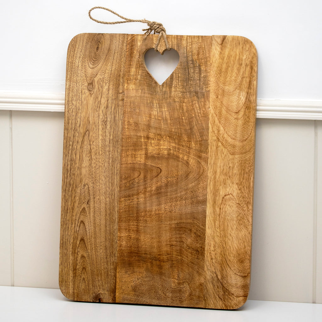Large Natural Mango Wood Heart Board