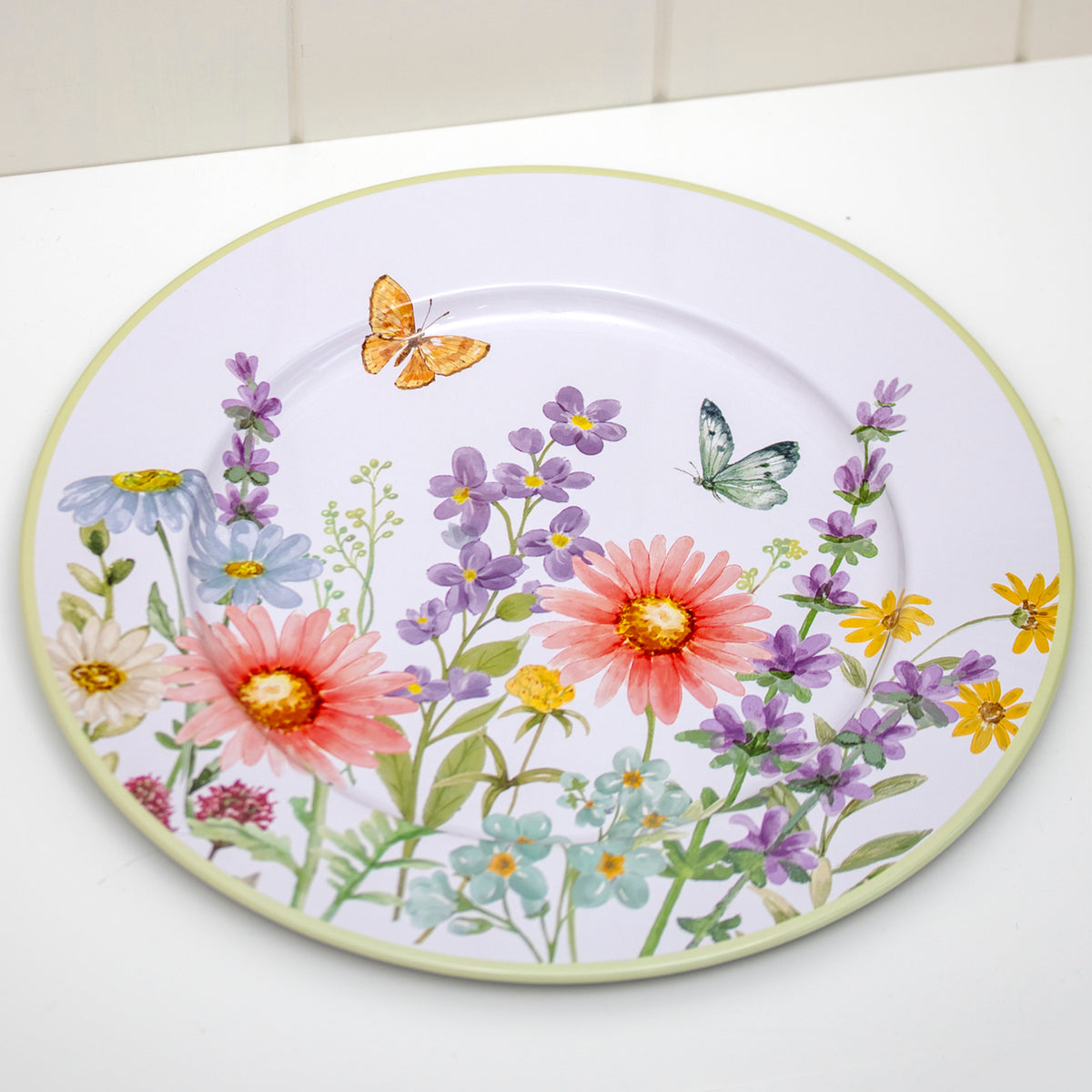 Set of 4 Floral Meadow Tin Serving Plates
