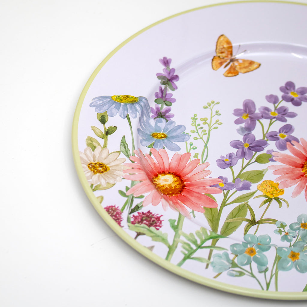 Set of 4 Floral Meadow Tin Serving Plates