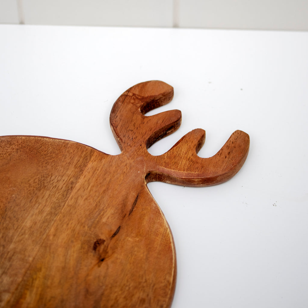 Round Mango Wood Chopping Board With Antler Handle