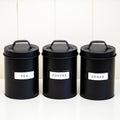 Black Metal Tea Coffee Sugar Storage Canisters