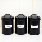 Black Metal Tea Coffee Sugar Storage Canisters