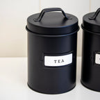 Black Metal Tea Coffee Sugar Storage Canisters
