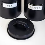 Black Metal Tea Coffee Sugar Storage Canisters