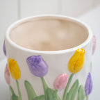 Ceramic Embossed Tulip Indoor Plant Pot