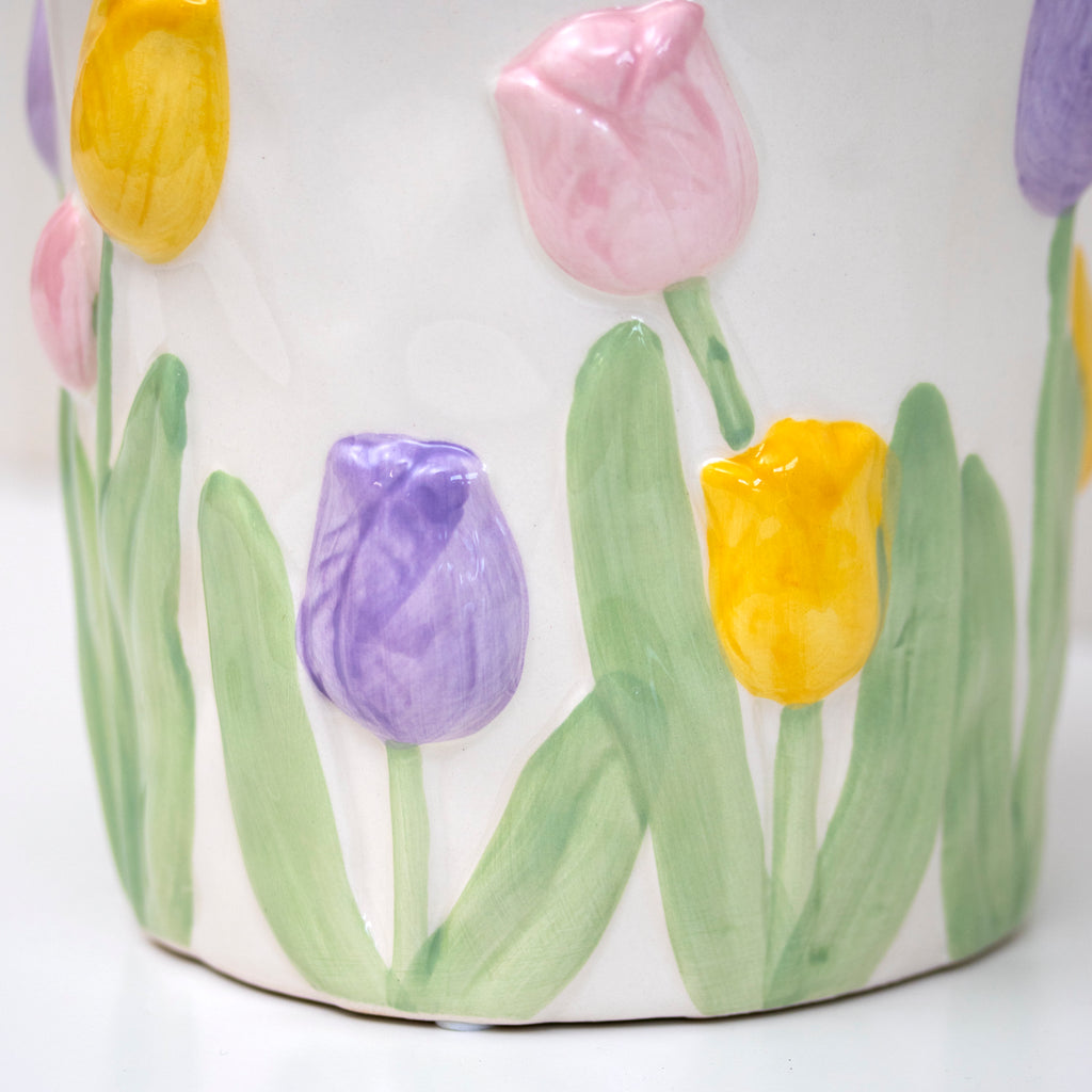 Ceramic Embossed Tulip Indoor Plant Pot