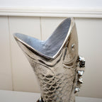 Silver Aluminium Fish Vase