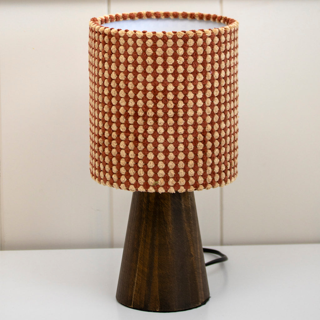 Brown Bobble Shade Wooden Table Lamp