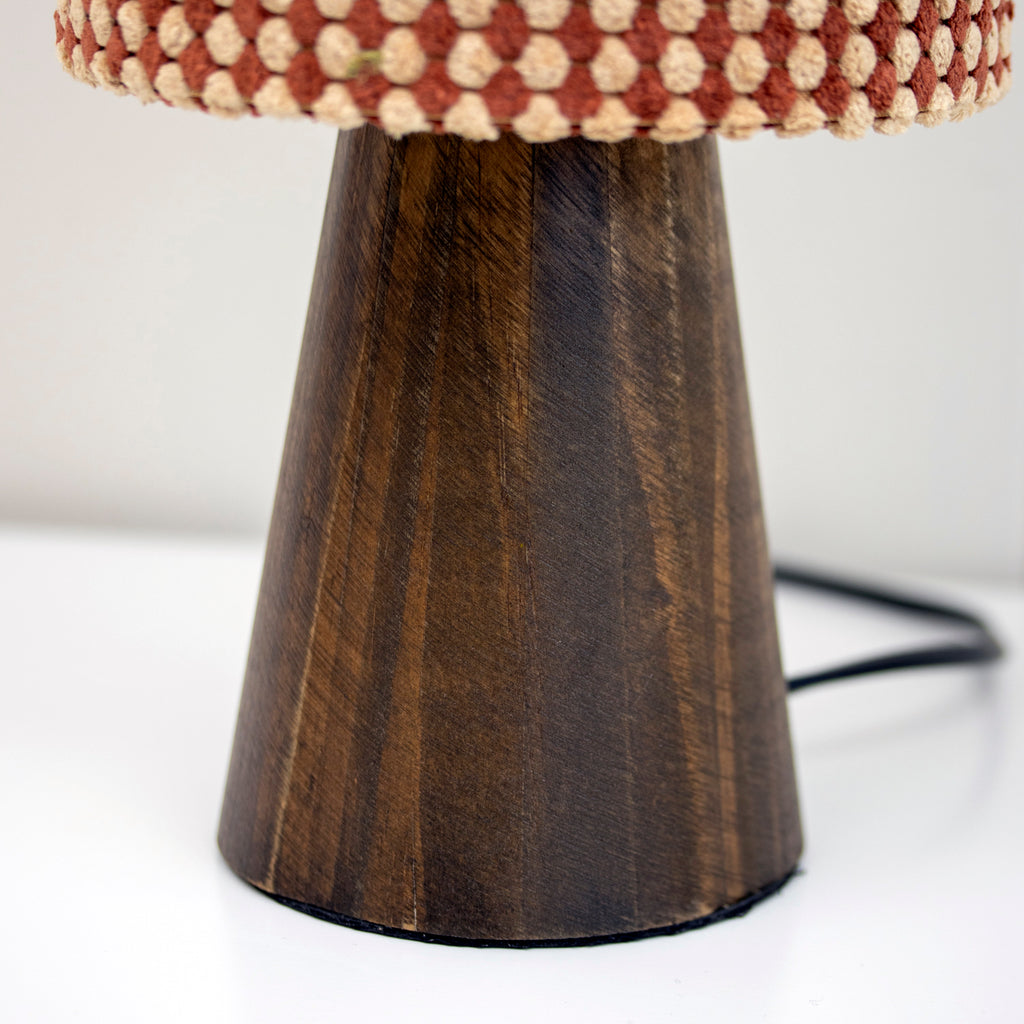 Brown Bobble Shade Wooden Table Lamp