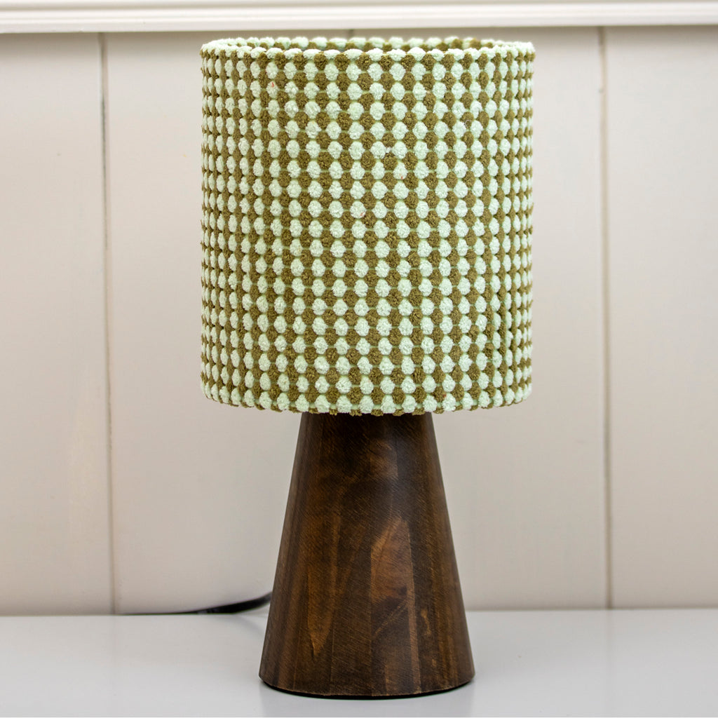 Green Bobble Shade Wooden Table Lamp