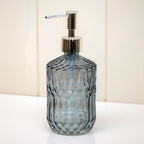 Set Of 2 Smoky Grey Diamond Glass Soap Dispensers