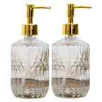 Set Of 2 Clear Diamond Glass Soap Dispensers