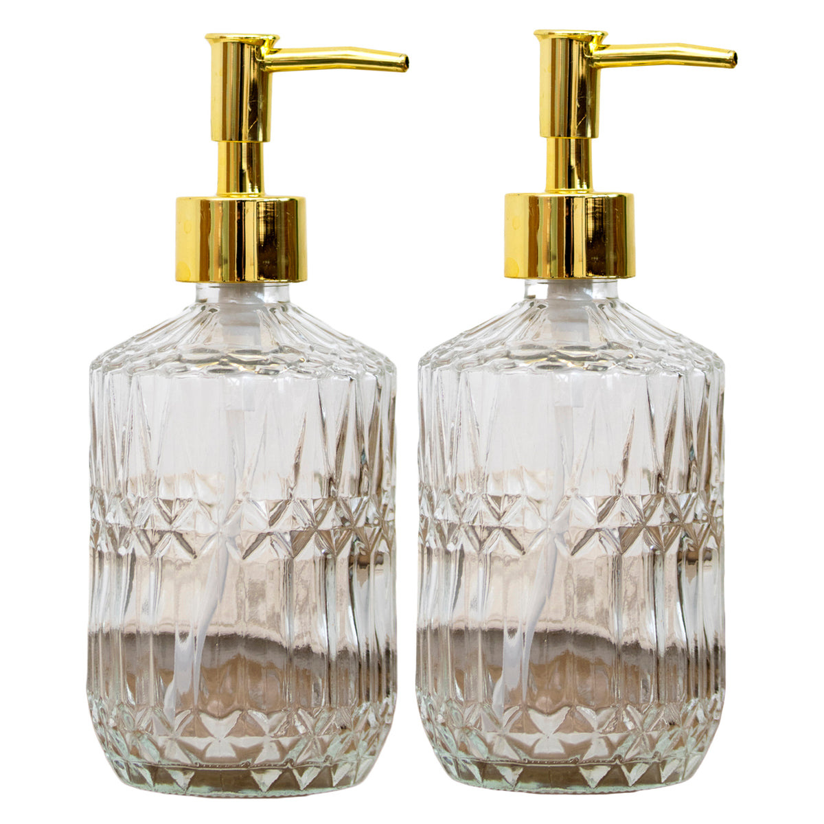 Set Of 2 Clear Diamond Glass Soap Dispensers