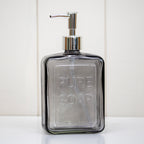 Set Of 2 Glass Embossed Pure Soap Dispensers