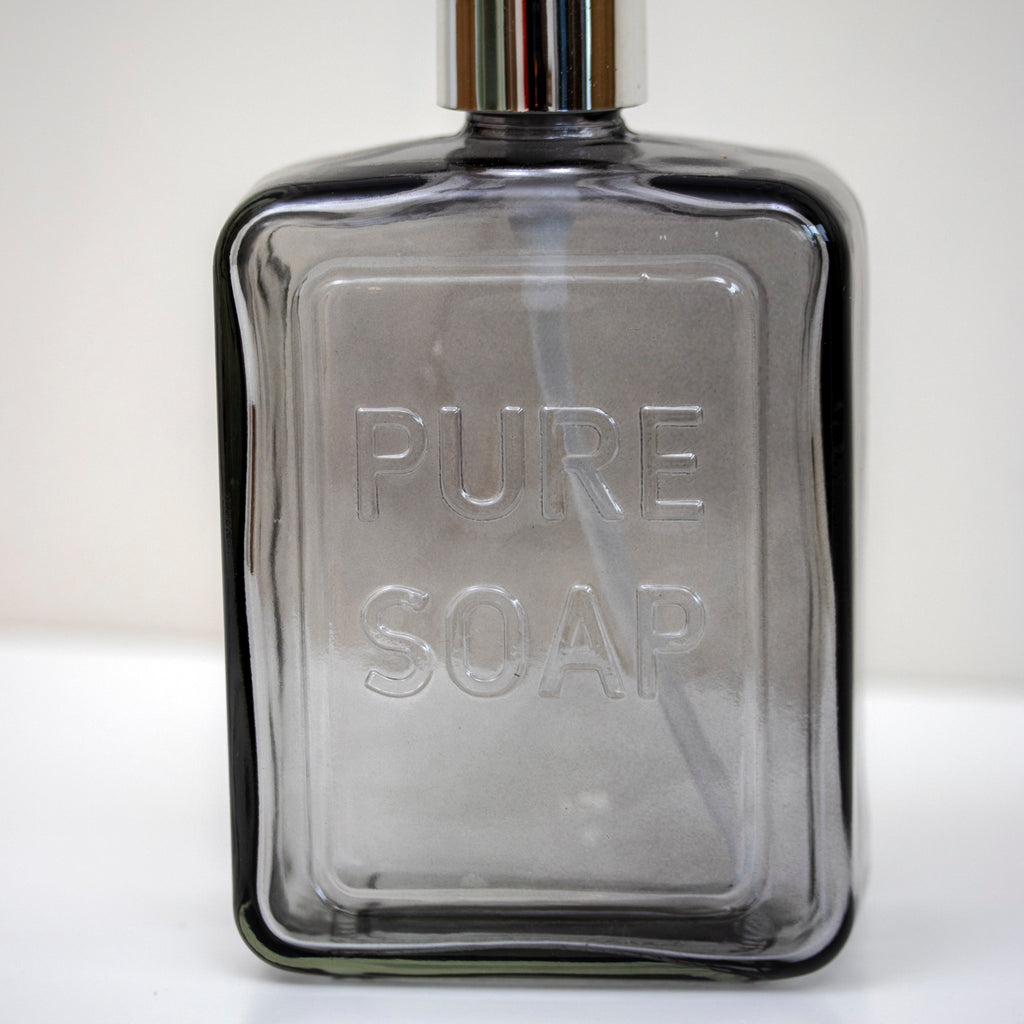 Set Of 2 Glass Embossed Pure Soap Dispensers