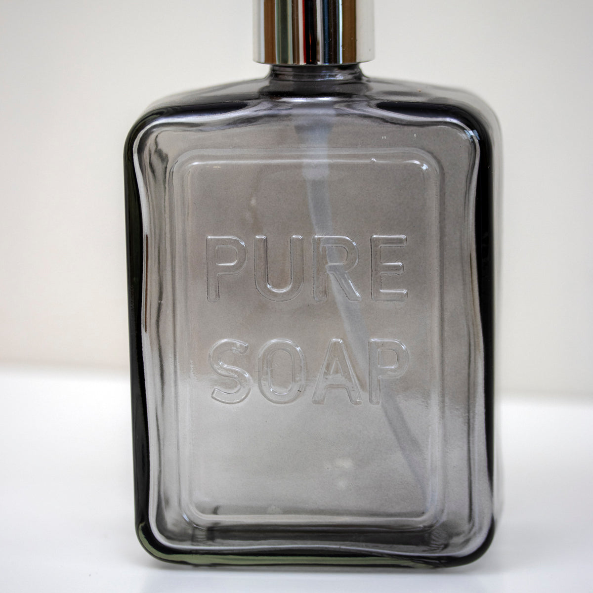 Set Of 2 Glass Embossed Pure Soap Dispensers