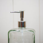 Set Of 2 Clear Glass Embossed Pure Soap Dispensers