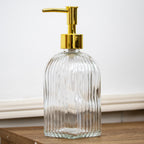 Set Of 2 Clear Ribbed Glass Soap Dispensers
