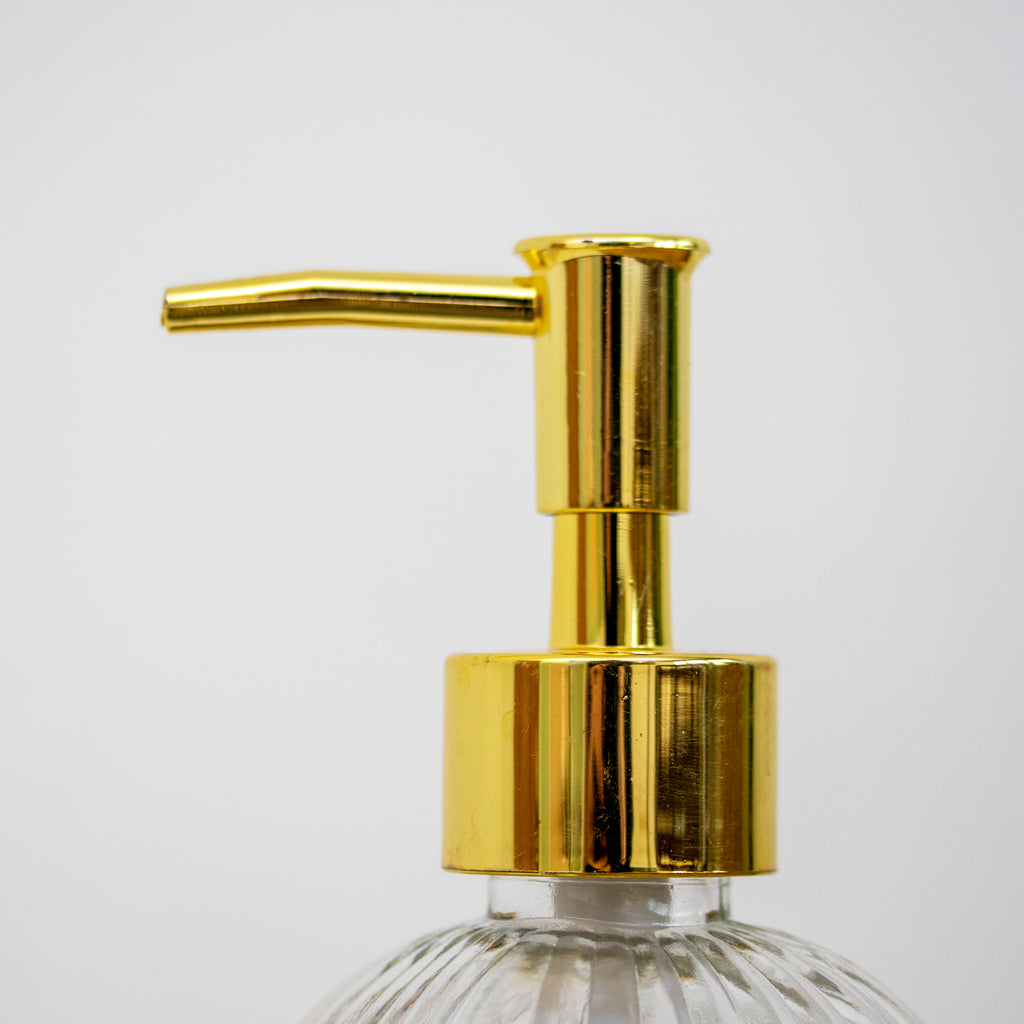 Set Of 2 Clear Ribbed Glass Soap Dispensers