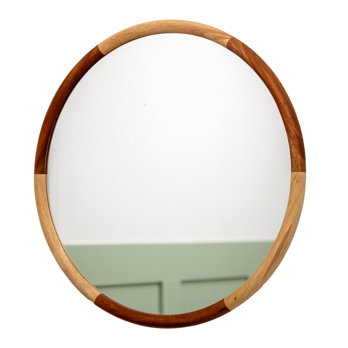 Two Tone Wooden Round Wall Mirror