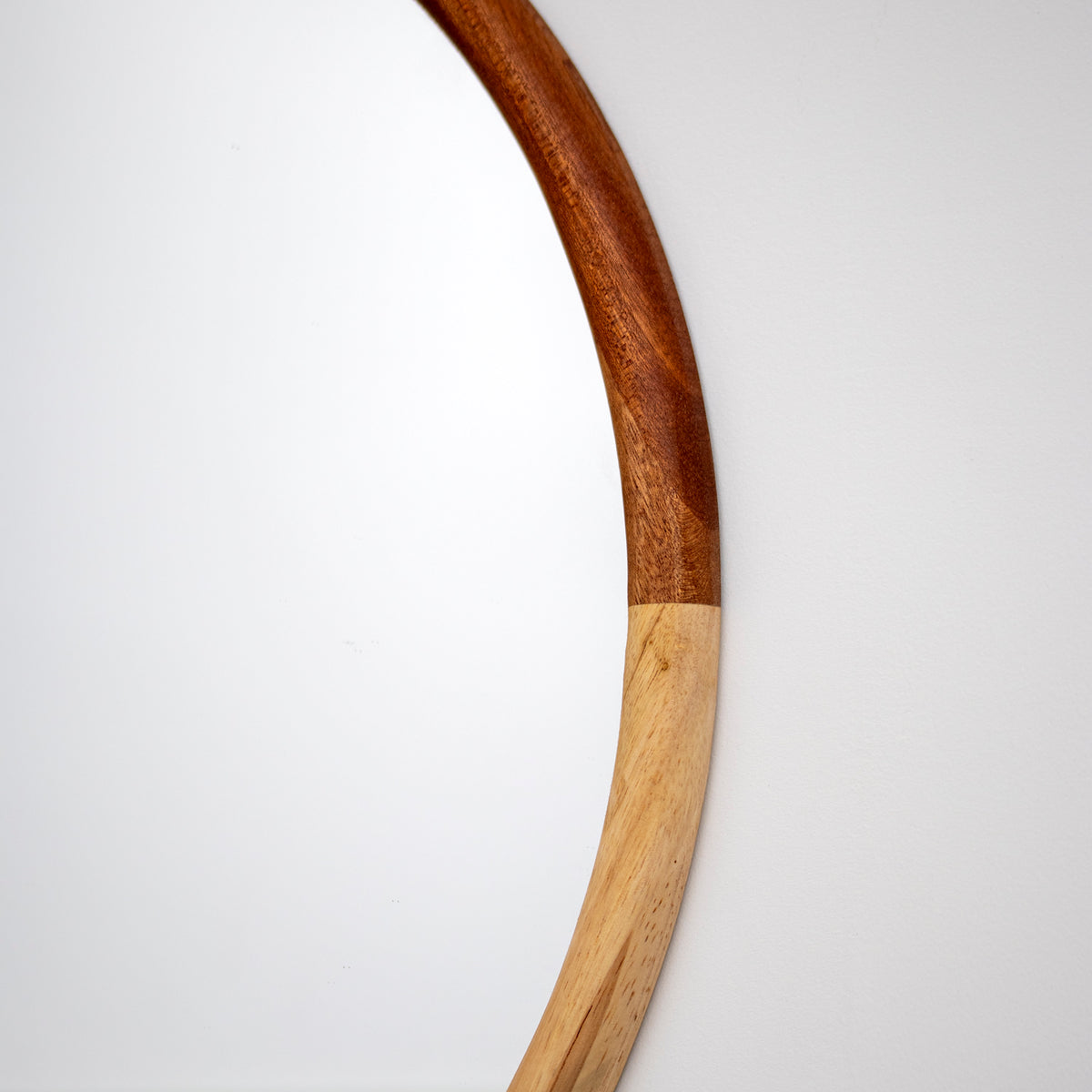 Two Tone Wooden Round Wall Mirror