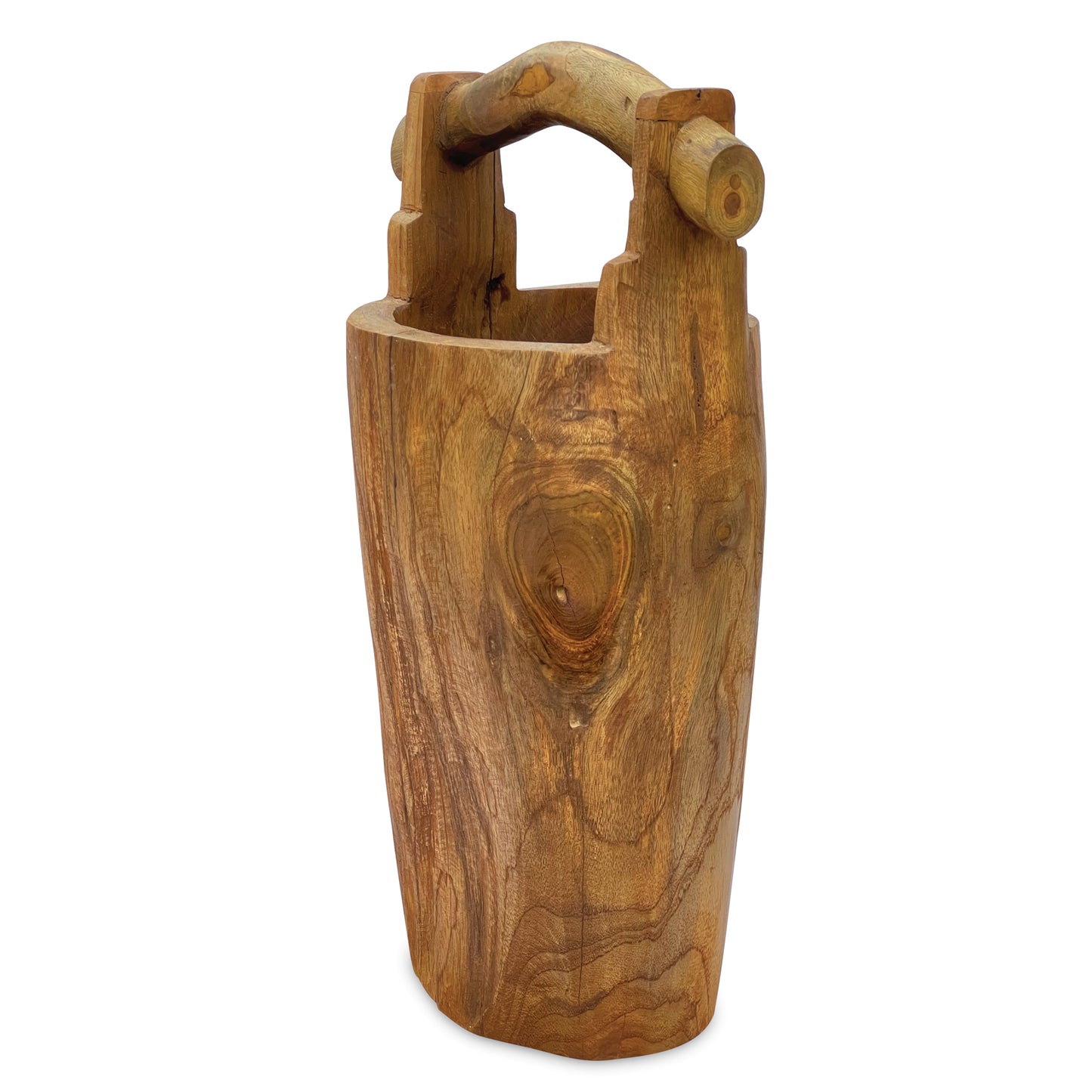 Teak Root Umbrella Stand With Handle