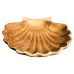 Teak Wood Scallop Shell Bowl