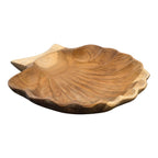 Teak Wood Scallop Shell Bowl