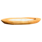 Teak Root Wooden Boat Shaped 3 Wick Candle Bowl