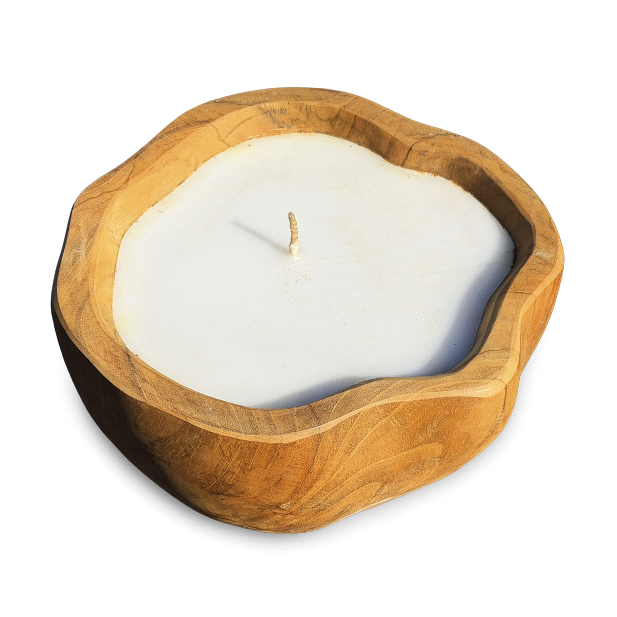 Teak Root Wooden Flower Shaped Candle Bowl
