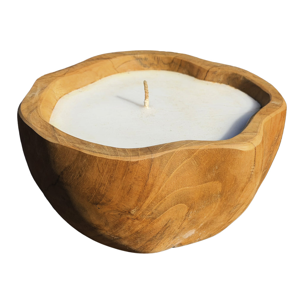 Teak Root Wooden Flower Shaped Candle Bowl