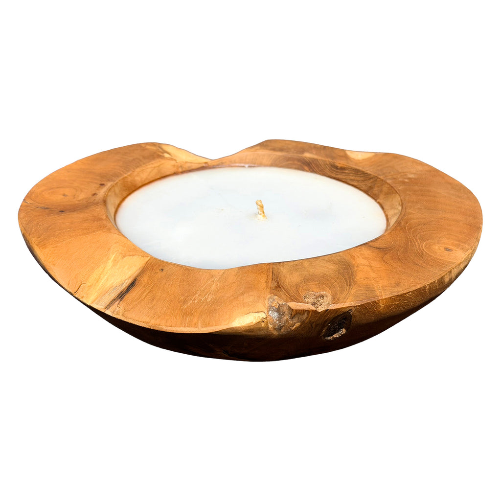 Teak Root Wooden Round Candle Bowl