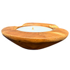 Teak Root Wooden Round Candle Bowl