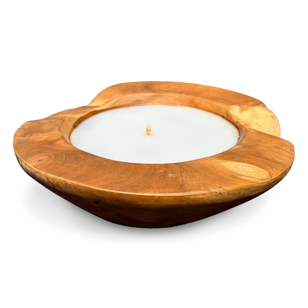 Teak Root Wooden Round Candle Bowl