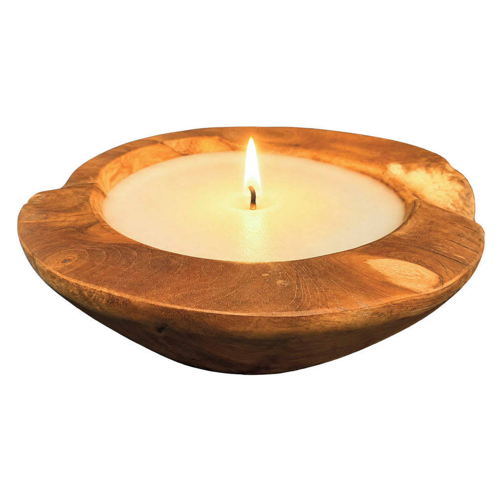 Teak Root Wooden Round Candle Bowl