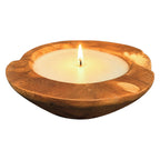 Teak Root Wooden Round Candle Bowl