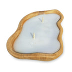 Teak Root Wooden Leaf 2 Wick Candle Bowl