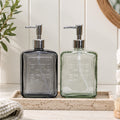 Set Of 2 Glass Embossed Pure Soap Dispensers