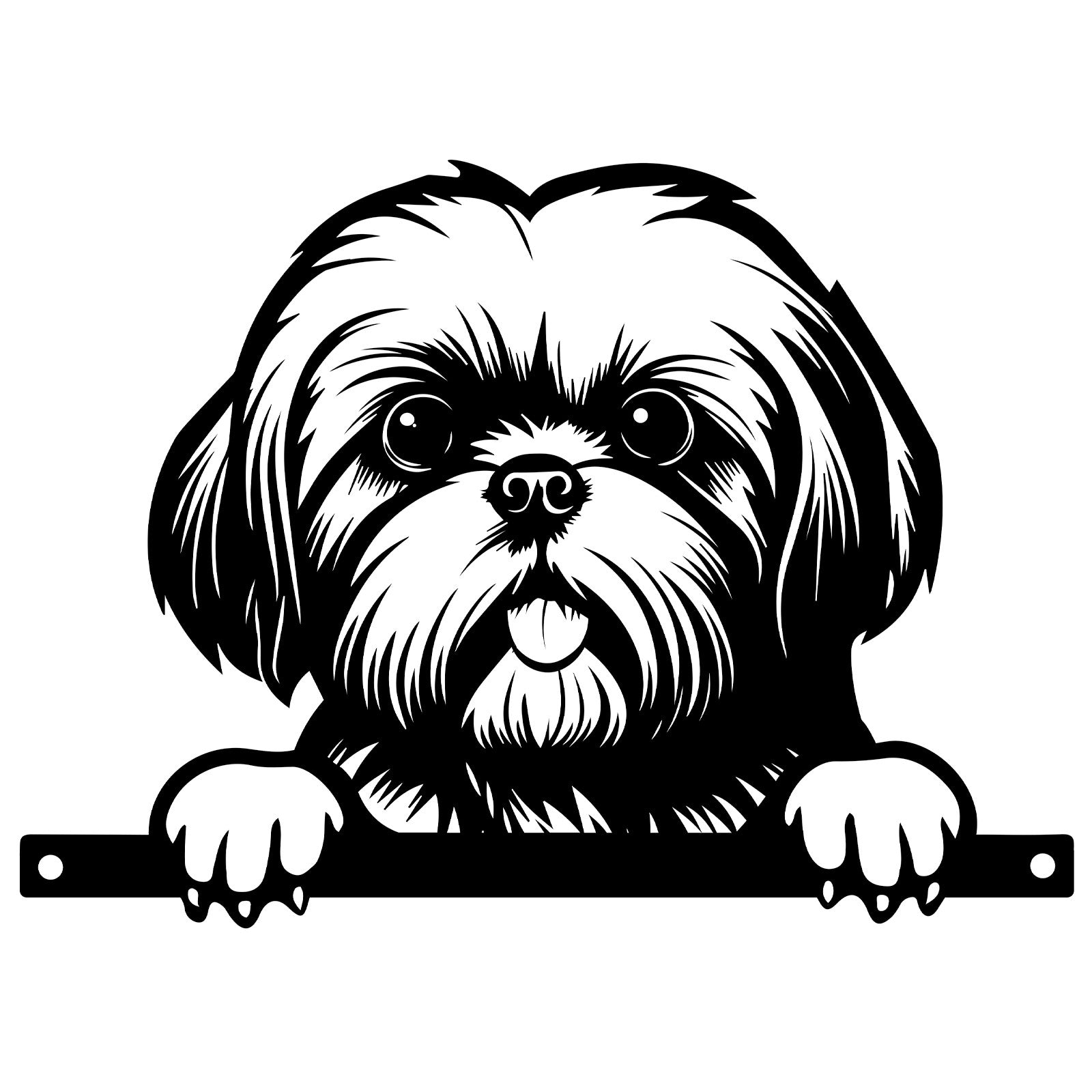 Black Metal Peeking Shih Tzu Fence Topper
