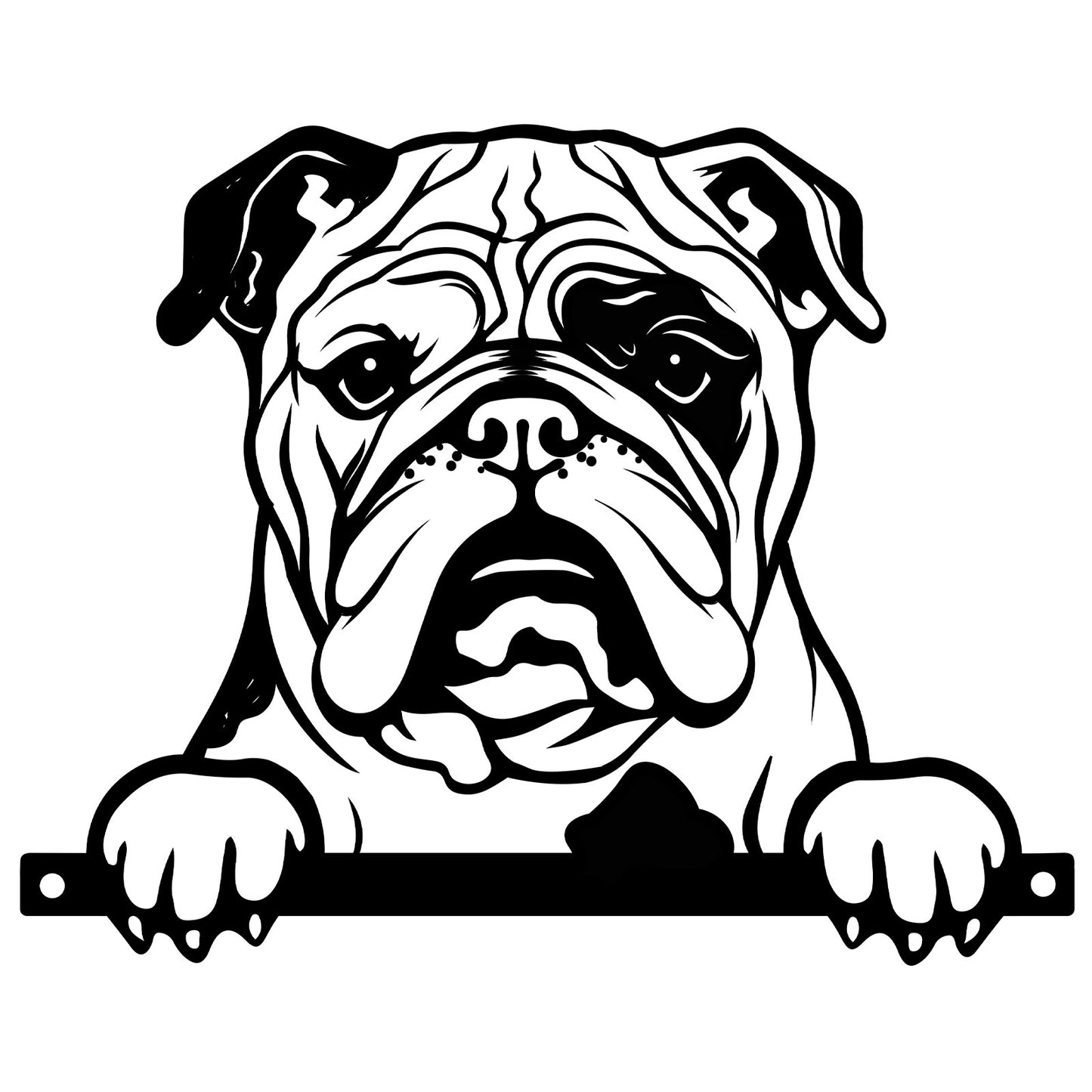 Black Metal Peeking English Bulldog Fence Topper
