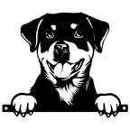 Black Metal Rottweiler Peeking Fence Topper