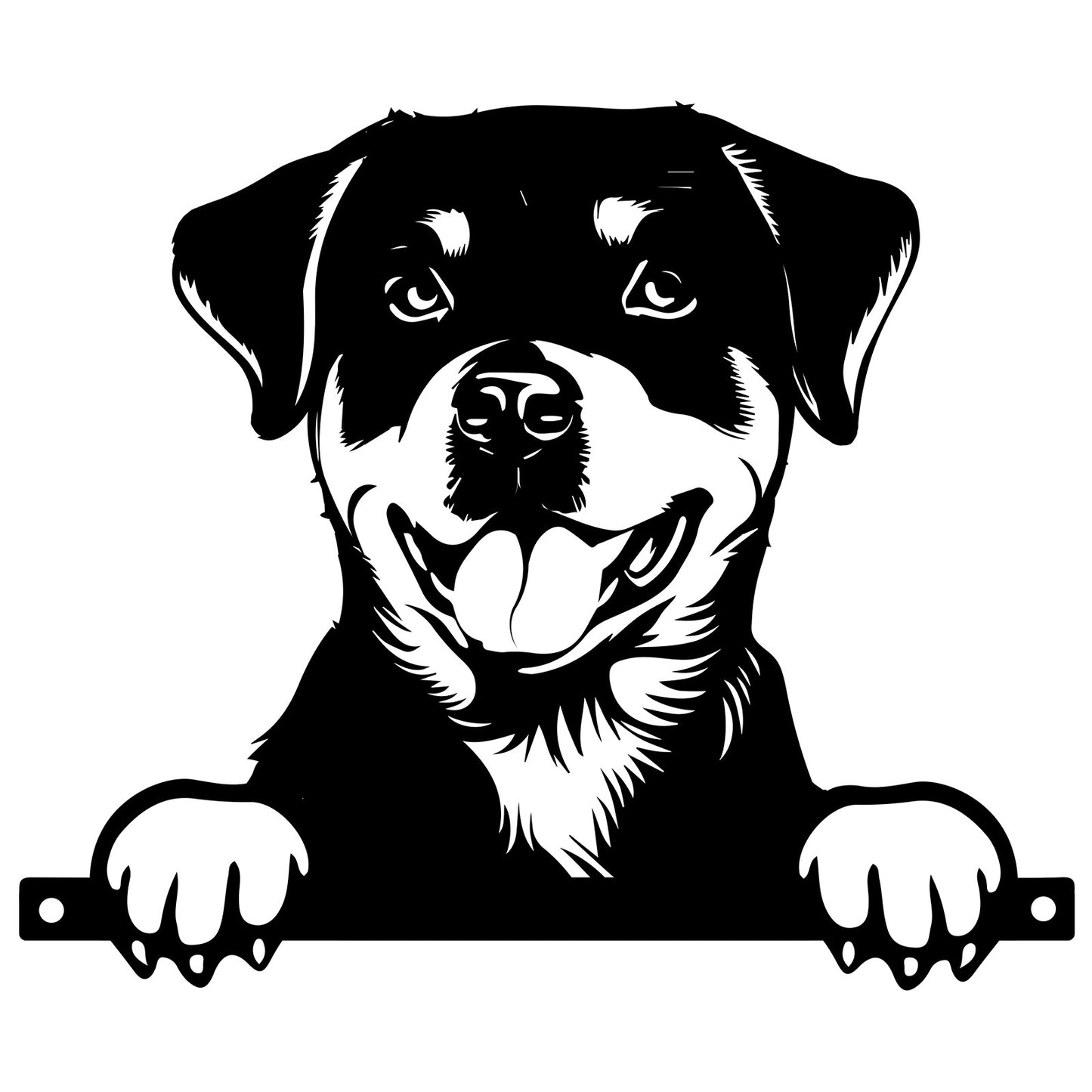 Black Metal Rottweiler Peeking Fence Topper