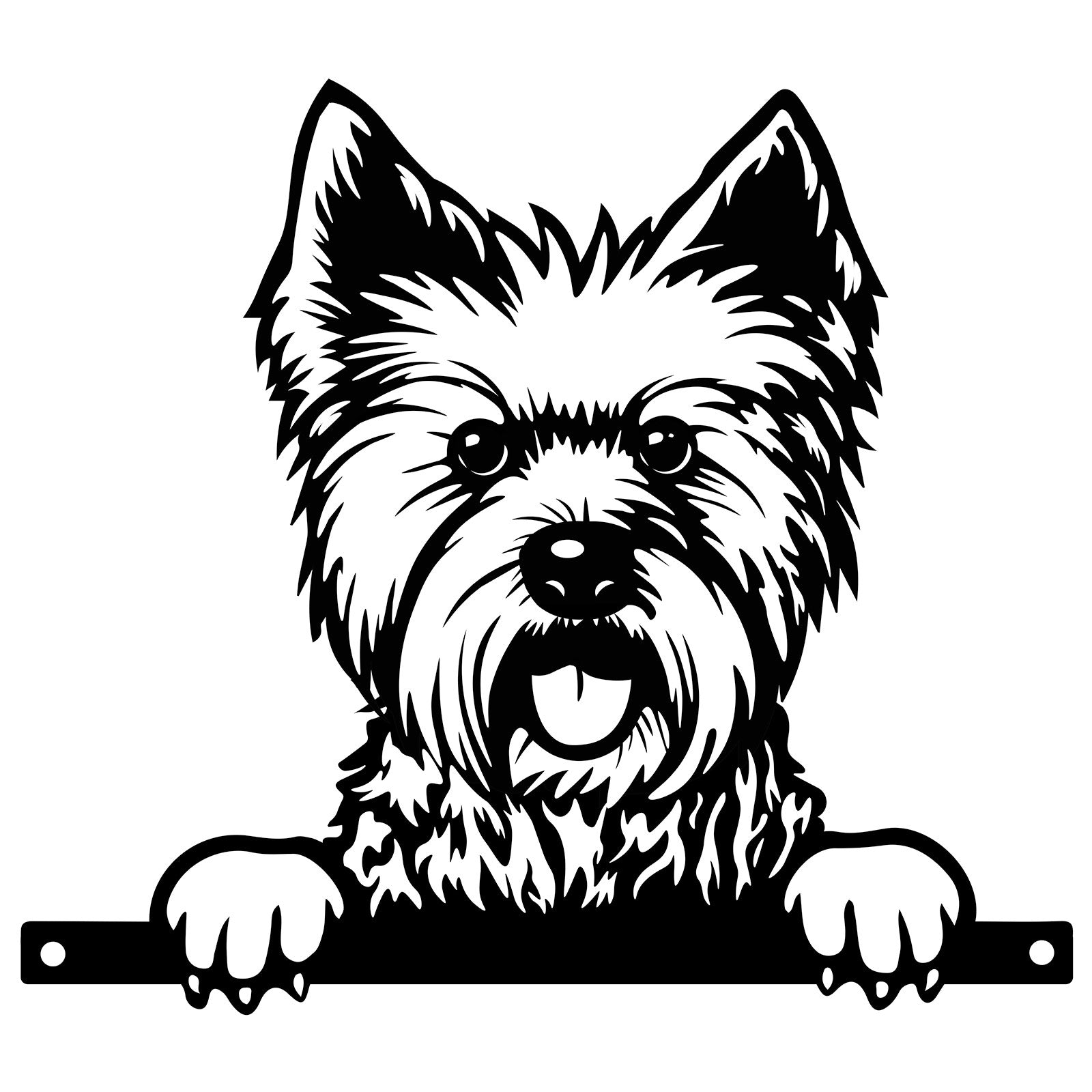 Black Metal West Highland Terrier Peeking Fence Topper